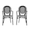 Flash Furniture Lourdes Thonet French Bistro Stacking Chair w/Arms, Blk and Wht PE Rattan and Black Alum Frame, 2PK 2-SDA-AD642002A-BKWH-BK-GG - alternate 2